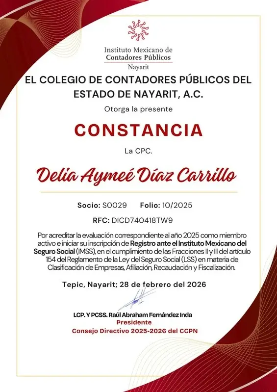 Contadora Pública Certificada Para Dictaminación IMSS
